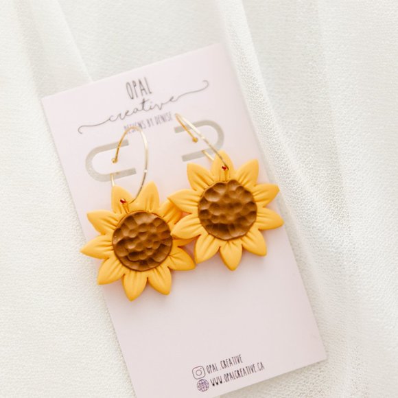 Sunflower Polymer Clay Earrings - Picture 3 of 4